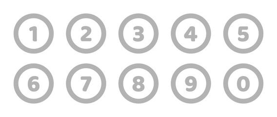 Number bullet point circle set, flat buttons. Vector