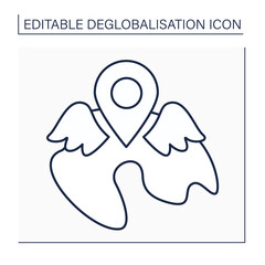 Local resurgence line icon.Increase or revival after period of little activity, popularity, or occurrence in homeland. Deglobalisation concept. Isolated vector illustration. Editable stroke
