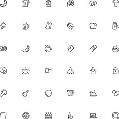 icon vector icon set such as: animal, broken, edible, cooked, pinafore, plastic, japan, filter, mushroom, wineglass, silver, shell, froth, grinder, package, lager, japanese, wine, seafood, piece
