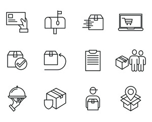 Delivery, shipping, logistics set icon symbol template for graphic and web design collection logo vector illustration