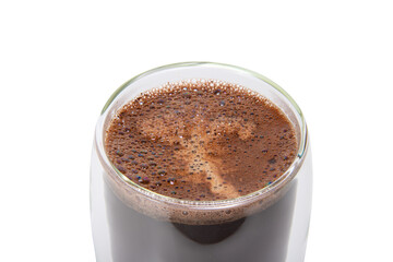Black coffee in glass with double walls isolated on the white background
