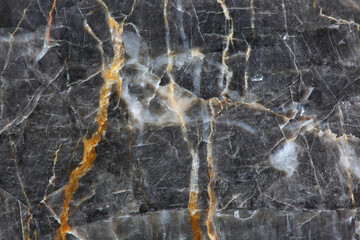 Yellow and white patterned natural detailed of dark gray marble (Russia Gold) texture for interior or product design. Abstract background.