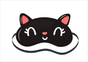 cute eye-to-eye mask. black cat. cartoon style