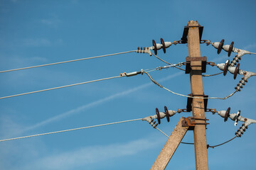 Wires and pole lines of electric gears.