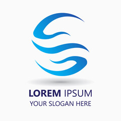 wave logo design template. circle style logo. wave illustration vector