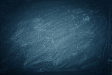 Chalk rubbed out on blue blackboard background, texture for abstract design.