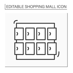 Lockers line icon. Small narrow storage compartment. Place to store purchases in mall complex. Shopping mall concept. Isolated vector illustration. Editable stroke