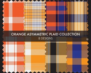 Orange Asymmetric Plaid Seamless Pattern Collection