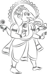 Phad is Indian folk art. The paintings made for storytelling, paintings narrated stories of local deities and rulers. This story is about Lord Ganesha, for textile printing, logo, wallpaper