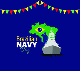 Obraz premium Brazilian Navy Day. June 11. Brazil national celebration. Template for background, banner, card, poster. Vector illustration.