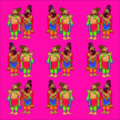 Phad is Indian folk art. Phad paintings narrated stories of local deities, warriors, and rulers. some characters from those stories for textile design, logo, wallpaper