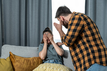 Newly married young couple where a man attacks and mentally abuses her young wife due to sick jealousy and possessiveness and she suffers from domestic violence trying to defend herself from him 