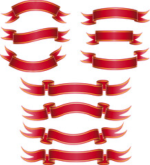 Obraz premium Kollektion von zehn rotgoldenen Banderolen