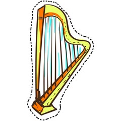 Obraz premium Harp vector, music lyre illustration, instrument icon