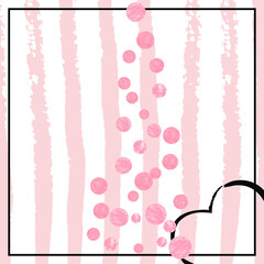 Glamour Pattern. Rose Splatter Particles. Stripe