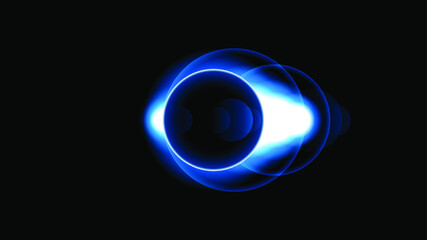 Sun Eclipse Blue Color Fire Dark Background Vector Moon Design Style Space Science Glow Light