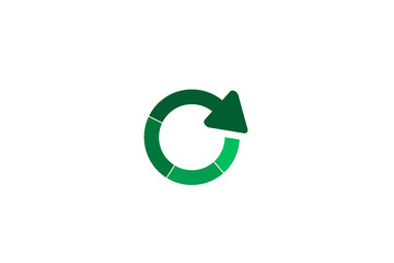 Recicle arrow sign simple green icon in white background