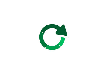 Fototapeta premium Recicle arrow sign simple green icon in white background