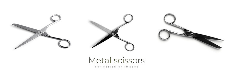 Metal scissors isolated on a white background.