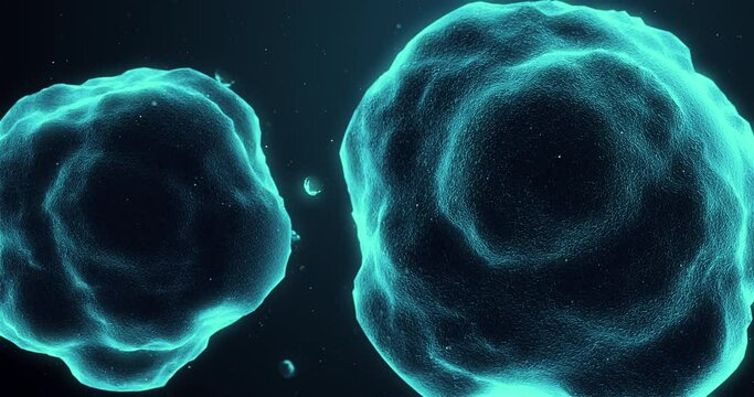 Organic cells moving in human tissue, microscopic view