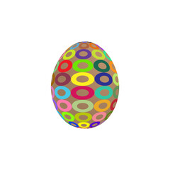 Easter egg with colored rings on a white background.