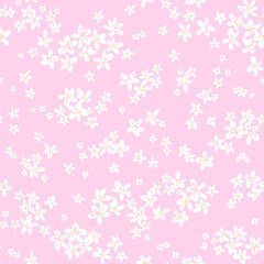 Hand-drawn seamless pattern with flowers. Colorful floral illustration for paper and gift wrap. Fabric print textured design. Creative stylish background.