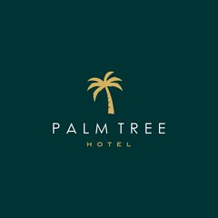 palm tree gold elegant logo vector, coconut tree tropical beach home icon design illustration Vector