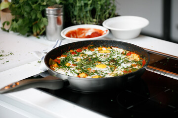 frying pan with vegetables