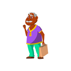 overweight aged man shopping in mall cartoon vector. overweight aged man shopping in mall character. isolated flat cartoon illustration