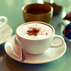 Close-up, topping on coffee cup with cream 