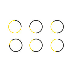  circle isolated on white background. Collection of different yellow circles. Vector illustration