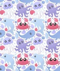 Fotobehang cute pattern with sea animals © naya.mile