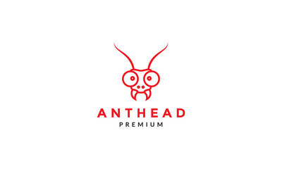 cartoon lines head ant red logo vector icon illustration design