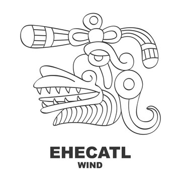 Vector icon with Glyph from Aztec calendar Tonalpohualli. Calendar day symbol Ehecatl