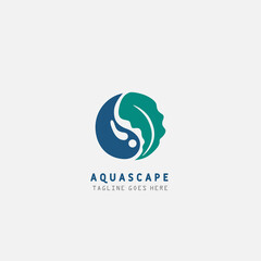 Aquascape logo design template. Aquarium and seaweed vector illustration.