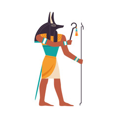 Anubis or Inpu as Ancient Egyptian God of Death Vector Illustration