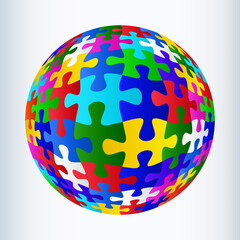 Colorful spherical puzzle stock vector