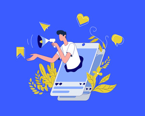 Fototapeta premium Digital marketing flat illustration design vector concept