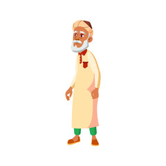 islamic old man looking at exhibit in museum cartoon vector. islamic old man looking at exhibit in museum character. isolated flat cartoon illustration