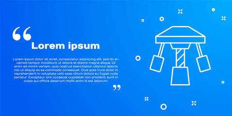 White line Attraction carousel icon isolated on blue background. Amusement park. Childrens entertainment playground, recreation park. Vector