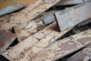 Old pile of wood that termites eat.