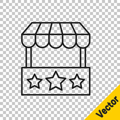 Black line Ticket box office icon isolated on transparent background. Ticket booth for the sale of tickets for attractions and sports. Vector