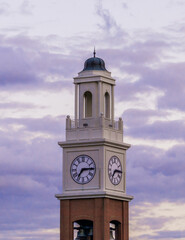 clock tower at sunset