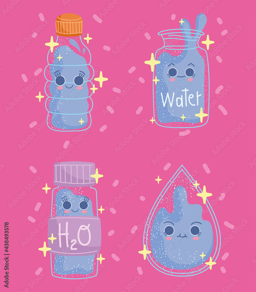 Poster set of cute water