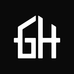 Obraz premium House and Letter GH Logo Concept. Abstract, Monogram, Outline, Flat, Simple and Clean Logotype. Suitable for Logo, Icon, Symbol and Sign. Such as Initial or Real Estate Logo