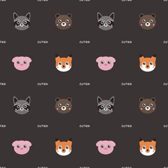 cute pattern for kids with teddy bear, fox, raccoon and pig