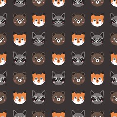 cute pattern for kids with bear, fox and raccoon