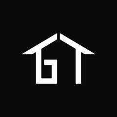 House and Letter GT Logo Concept. Abstract, Monogram, Outline, Flat, Simple and Clean Logotype. Suitable for Logo, Icon, Symbol  and Sign. Such as Identity, Initial or Real Estate Logo © Ris_aris
