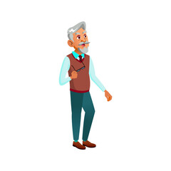 surprised hispanic man pensioner look at attractive historical building cartoon vector. surprised hispanic man pensioner look at attractive historical building character. isolated flat cartoon