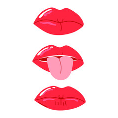 Set of woman lips. Flat illustration.